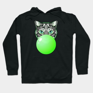 Green Bubblegum Cat Hoodie